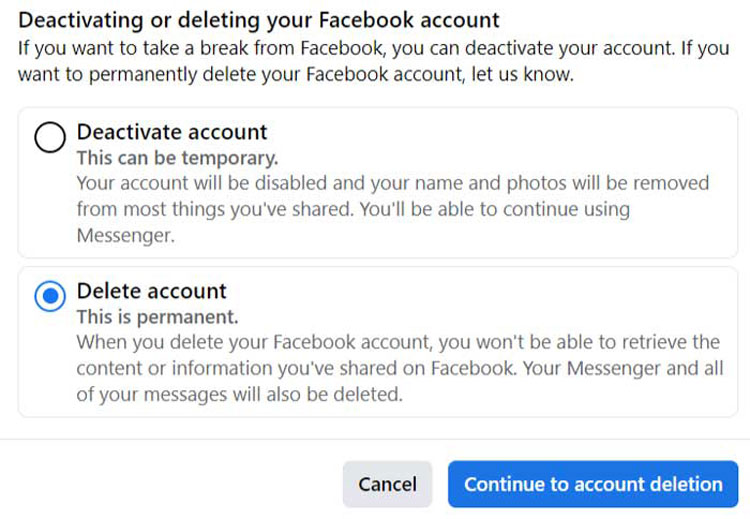 How to deactivate your Facebook account
